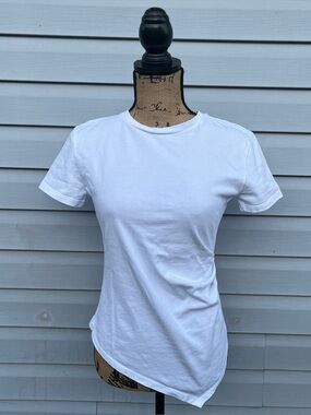 Zara Asymmetric Side Ruched Crewneck Short Sleeve Tee T-Shirt